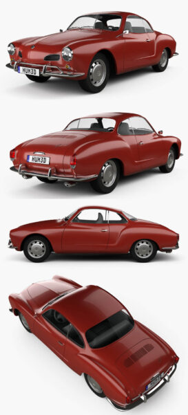 Volkswagen大众Karmann Ghia 1955款汽车3D模型（OBJ,FBX,MAX）
