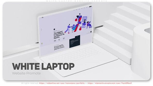 白色笔记本电脑样机网站推广演示视频AE模板 (aep,1.46GB)