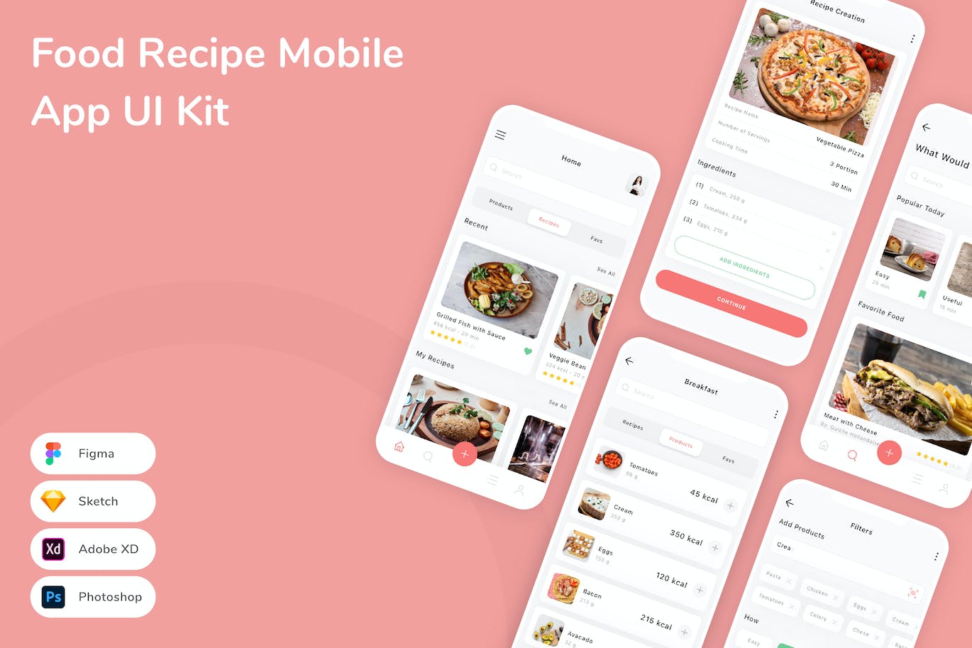 食品配方  APP UI KIT (FIG,PSD,SKETCH,XD)