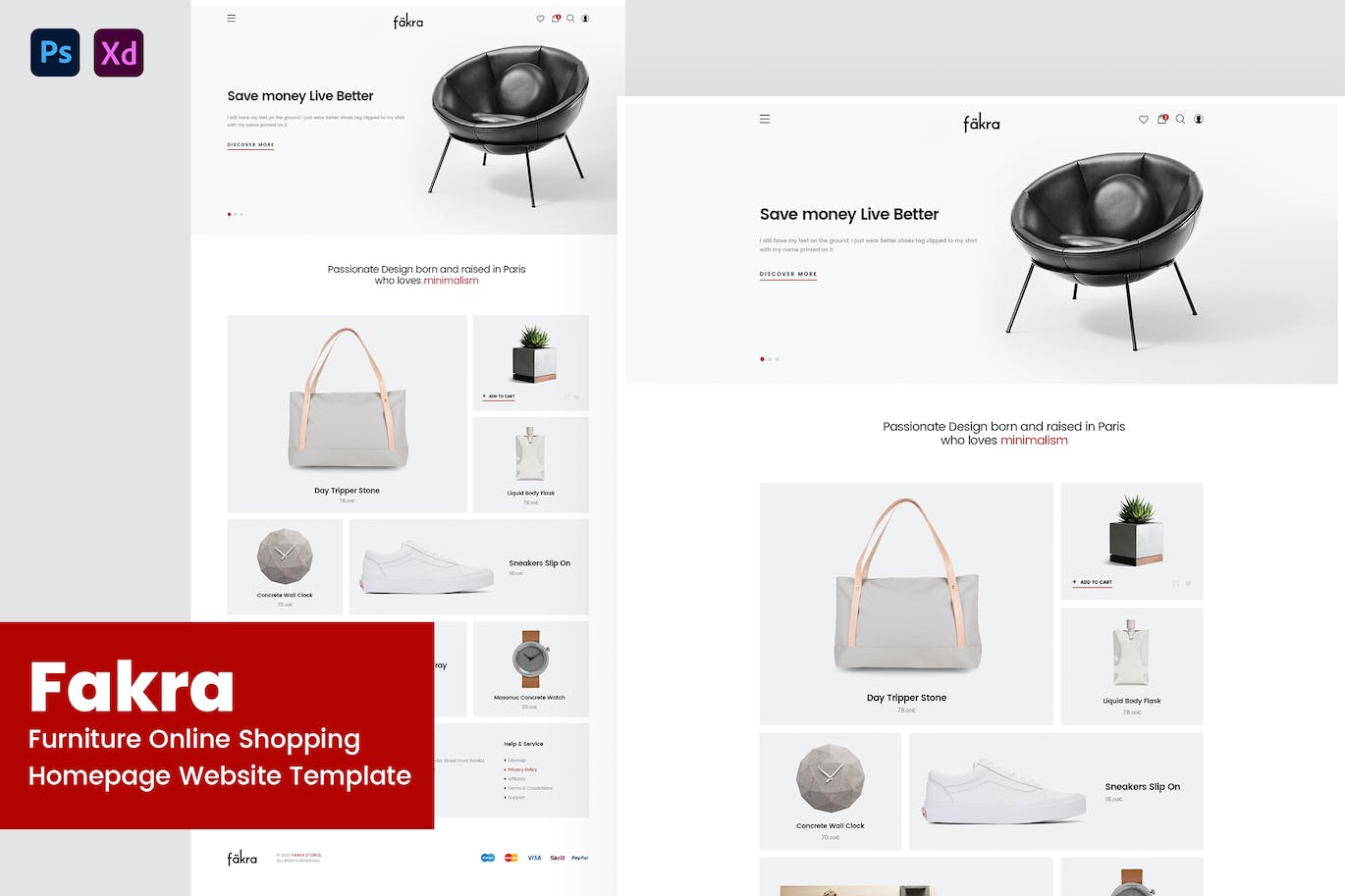 家具在线购物网站设计网页UI模版 (PSD,XD)