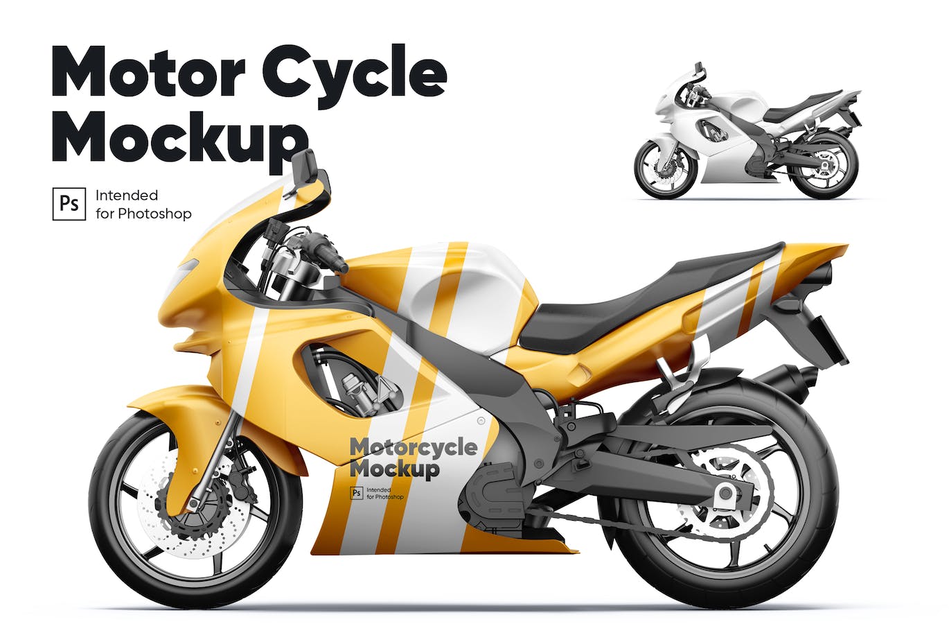 摩托车车身广告设计样机模板 (PSD)