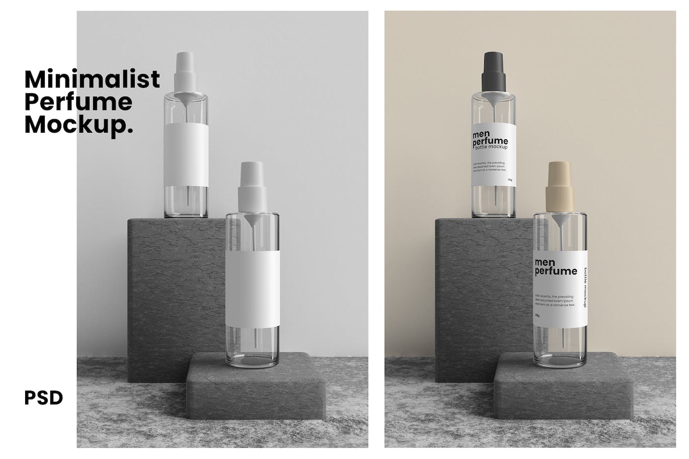 极简香水瓶品牌标签设计样机 (PSD)