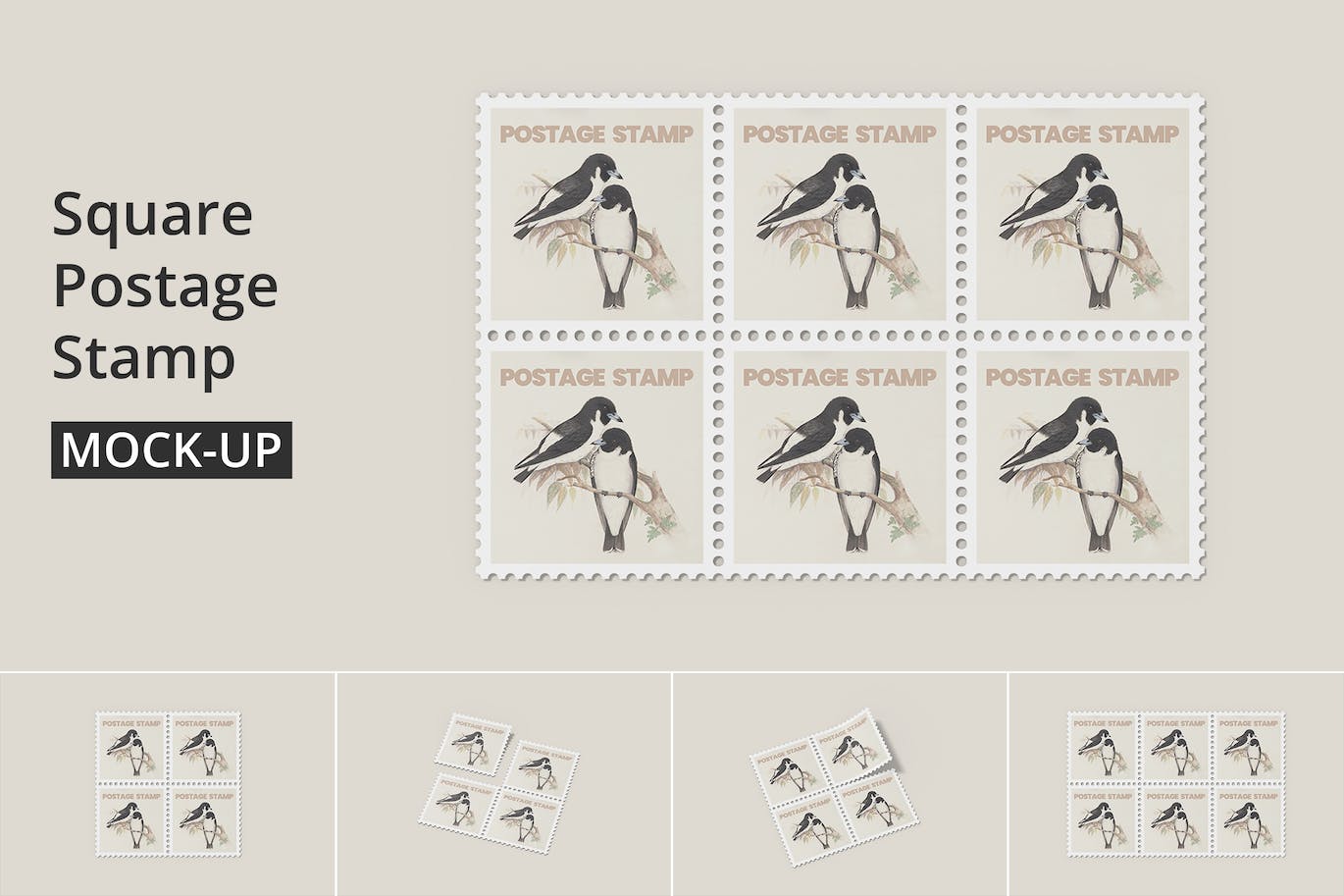 方形邮票设计样机 (PSD)