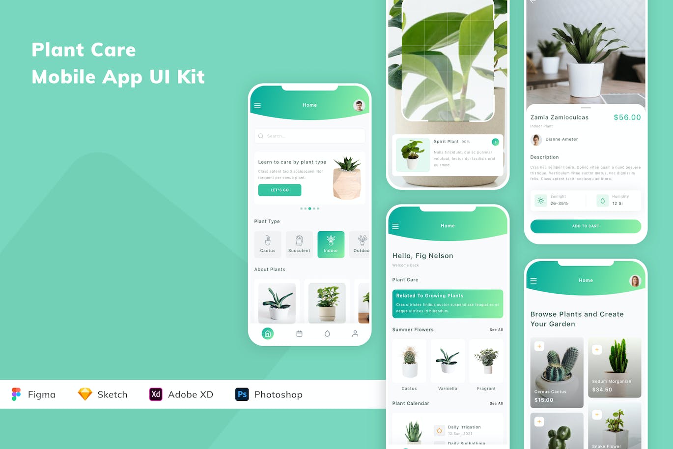 植物绿植管理 App UI Kit (FIG,SKETCH,XD,PSD)