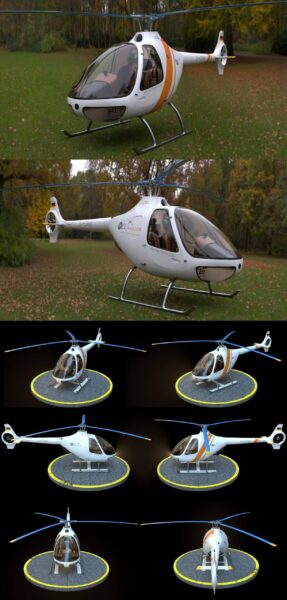 Guimbal Cabri G-2D-HDMB德国直升机3D模型（OBJ,FBX,MAX）
