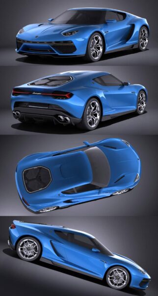 Lamborghini兰博基尼Asterion LPI 910-4 Concept 2017款跑车3D模型（OBJ,FBX,MAX,C4D,LWO）