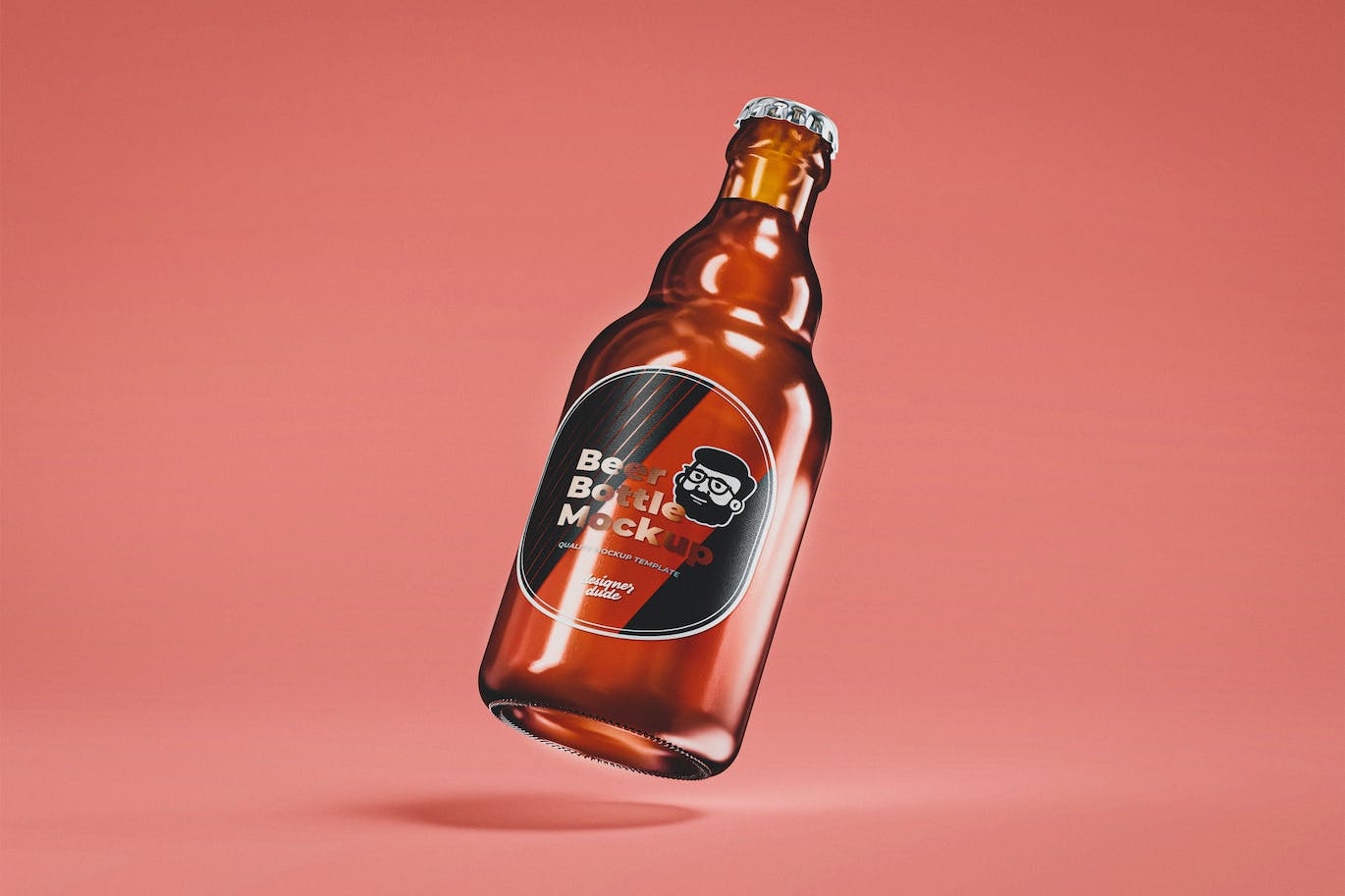 啤酒瓶品牌标签设计样机模板 (PSD)