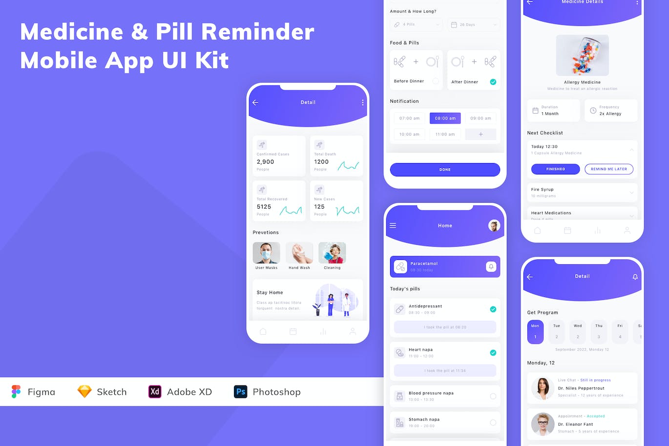 药品和药丸吃药提醒 App UI Kit