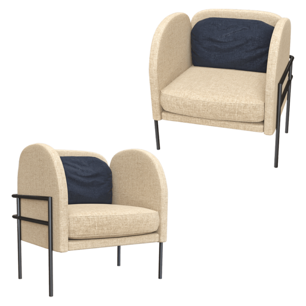 Wudus Korsi金属腿架布艺软垫扶手椅3D模型（OBJ,FBX,MAX）