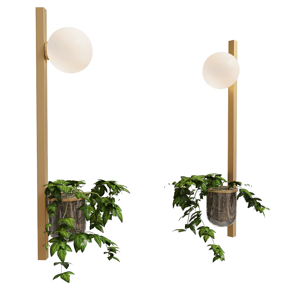 Odeon Light带绿植盆景的壁灯3D模型（OBJ,FBX,MAX）
