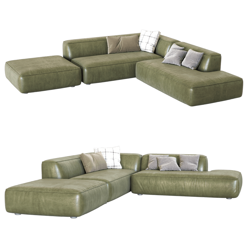 Lema Cloud北欧风极简皮革沙发3D模型（OBJ,FBX,MAX）