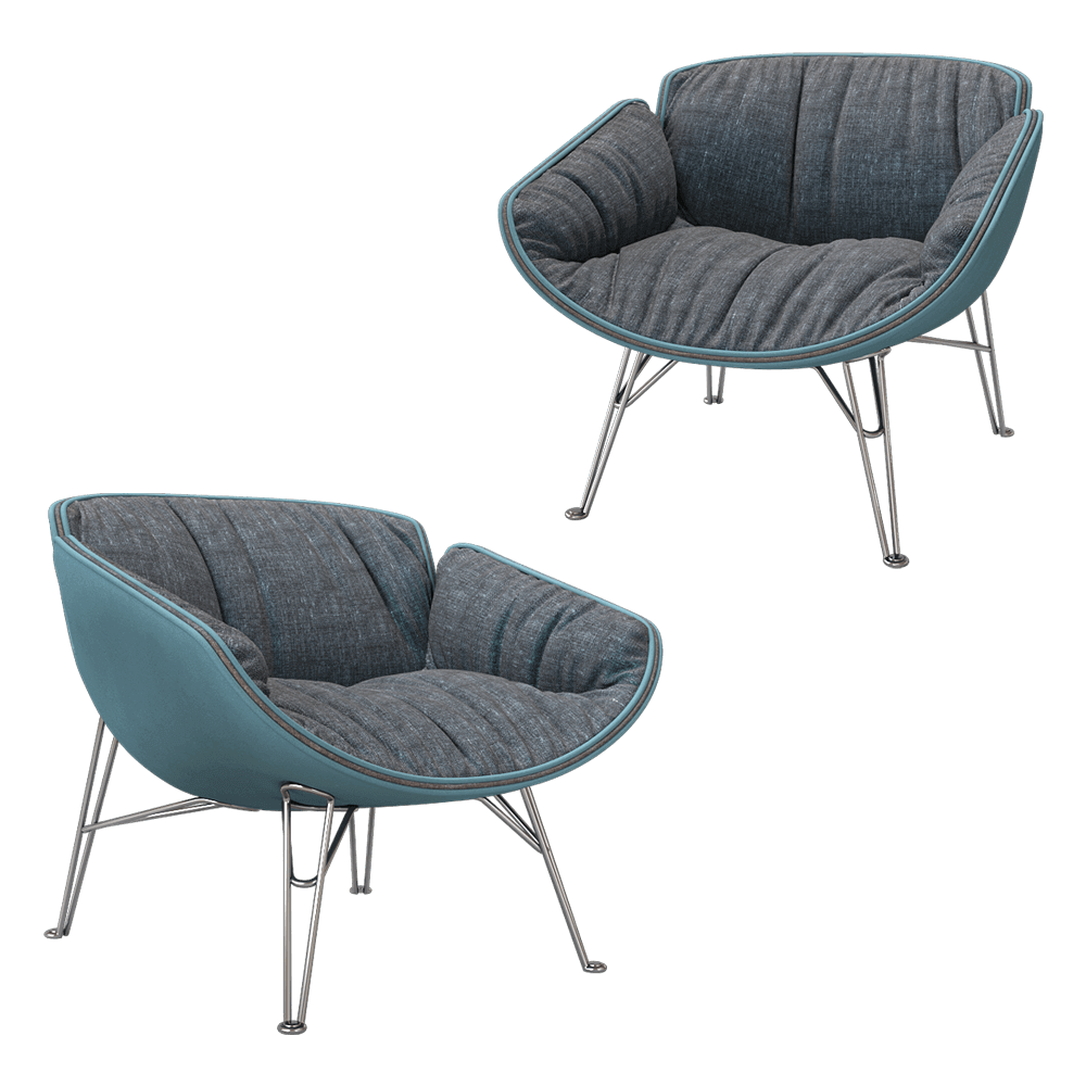 意大利Arketipo Juno金属腿架蓬松布艺软垫扶手椅3D模型（OBJ,FBX,MAX）