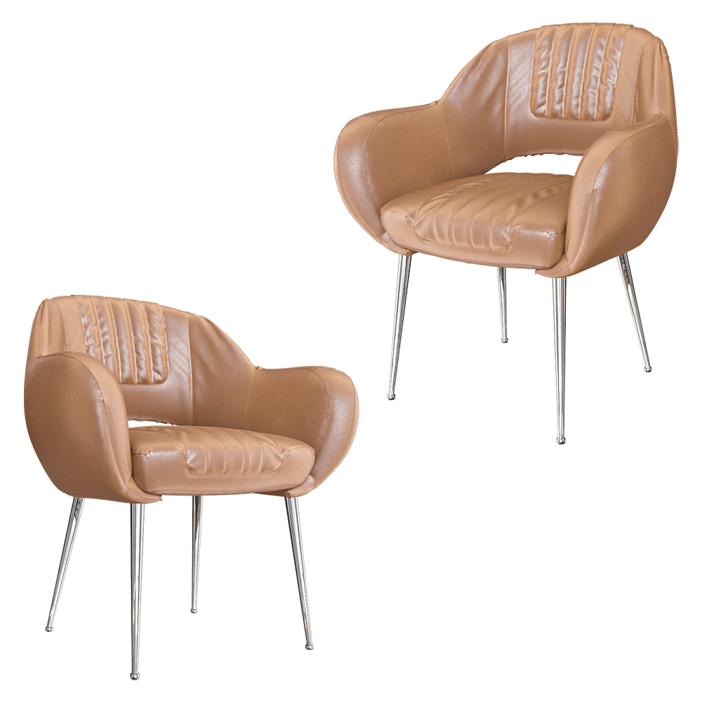 意大利Arketipo Miss Malice古典风纤细金属腿架厚实皮革软垫扶手椅3D模型（OBJ,FBX,MAX）