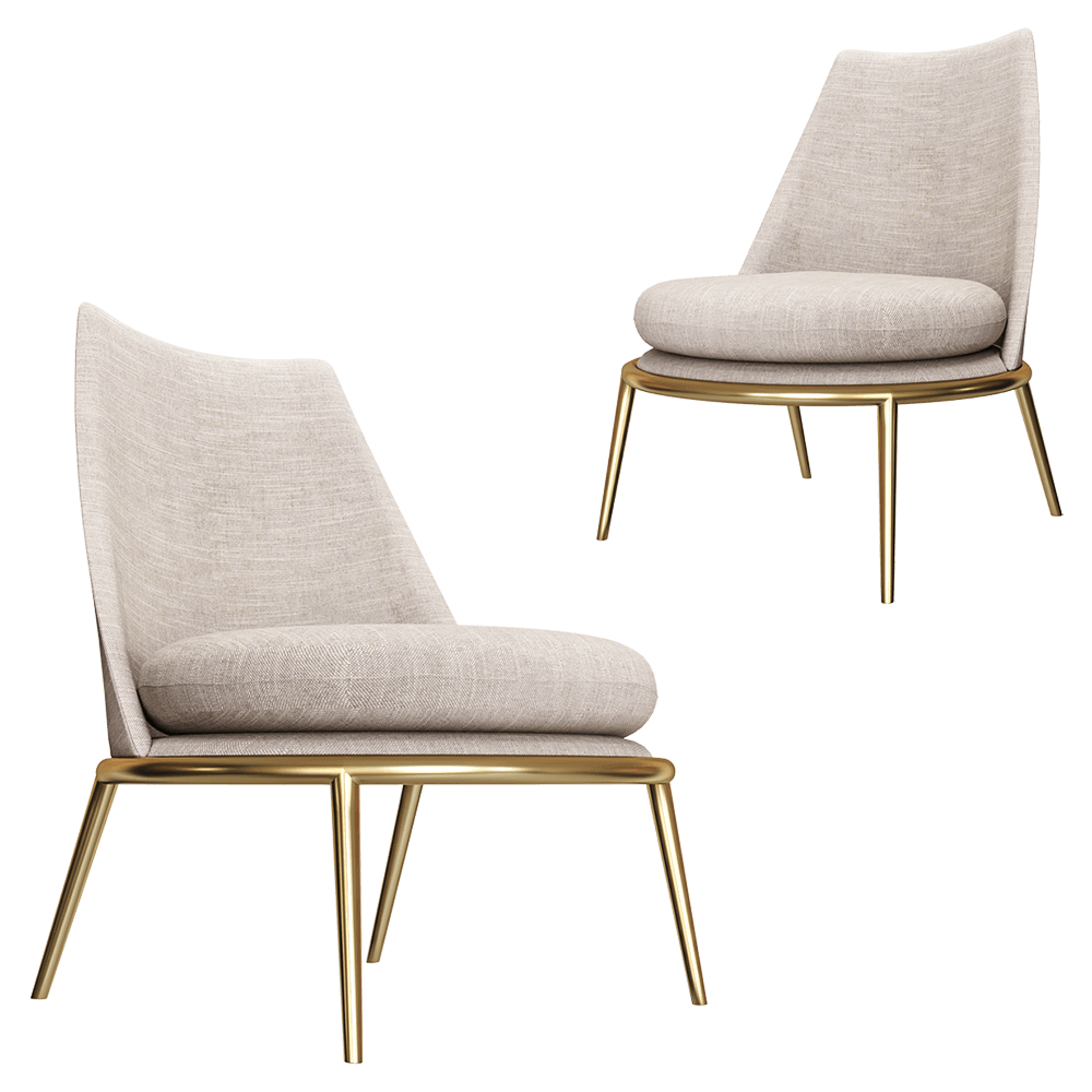 Cantori Aurora金属底座圆形布艺软垫靠背椅3D模型（OBJ,FBX,MAX）