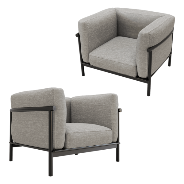 Lema Taiki金属框架厚布艺软垫单人扶手沙发 扶手椅3D模型（OBJ,FBX,MAX）