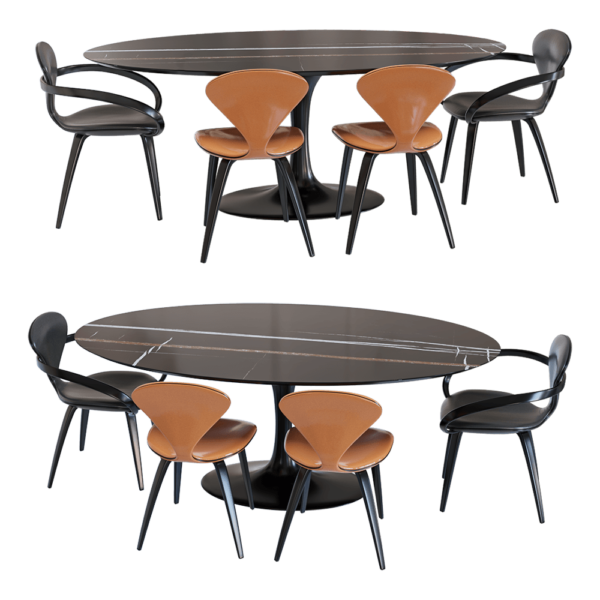 Actual design Apriori系列椭圆形大理石台面餐桌椅3D模型（OBJ,FBX,MAX）