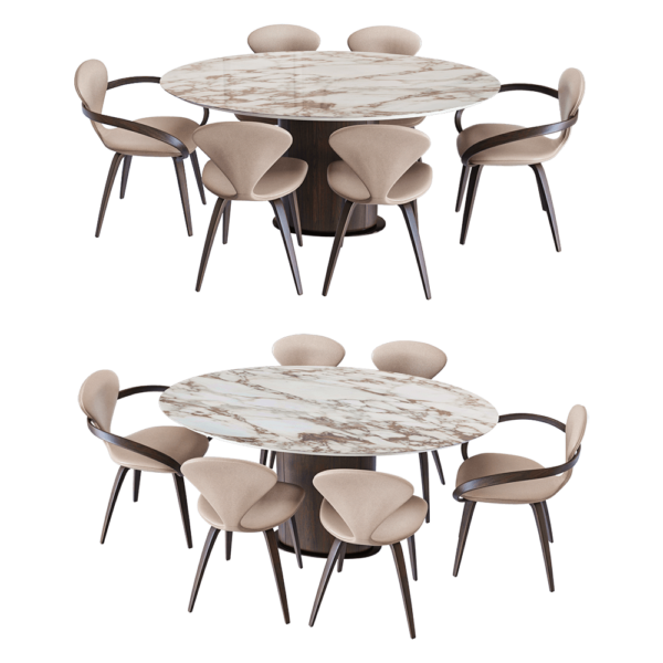 Actual design Apriori系列椭圆形大理石台面餐桌椅3D模型（OBJ,FBX,MAX）