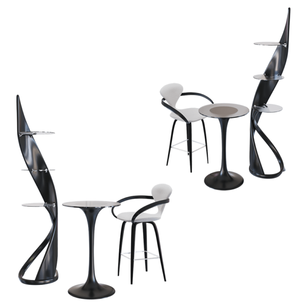 Actual design Apriori系列高脚咖啡桌 高脚椅 和书架组合3D模型（OBJ,FBX,MAX）