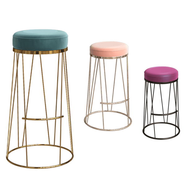 ANNI HAUS Eclat圆形金属底座布艺软垫高脚凳3D模型（OBJ,FBX,MAX）