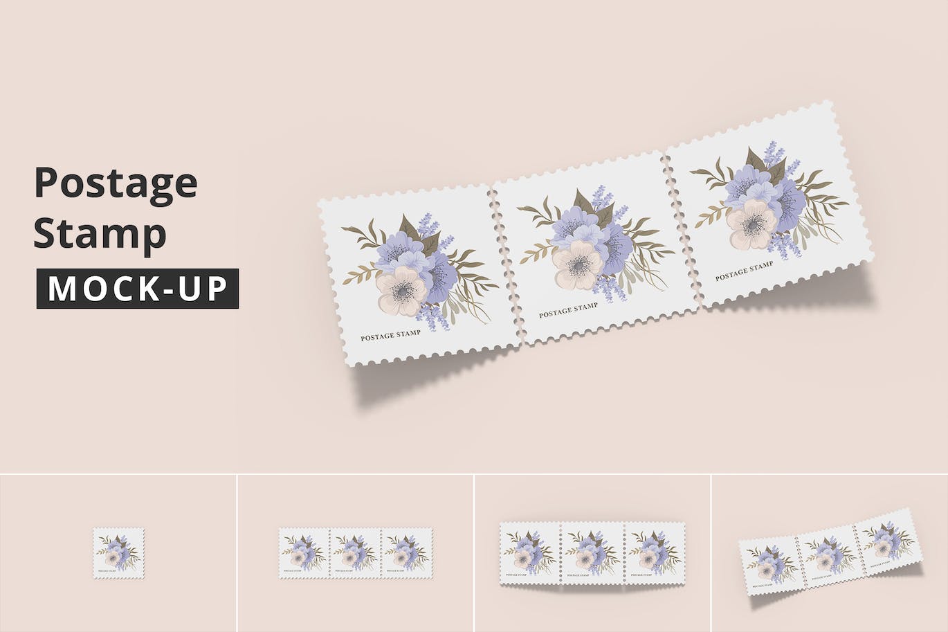 方形邮票图案设计样机 (PSD)