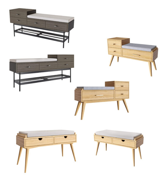 3款莫斯科Lulu Space带抽屉的长凳3D模型（OBJ,FBX,MAX）