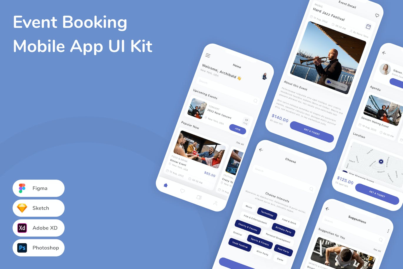 活动预订 APP UI KIT (FIG,PSD,SKETCH,XD)