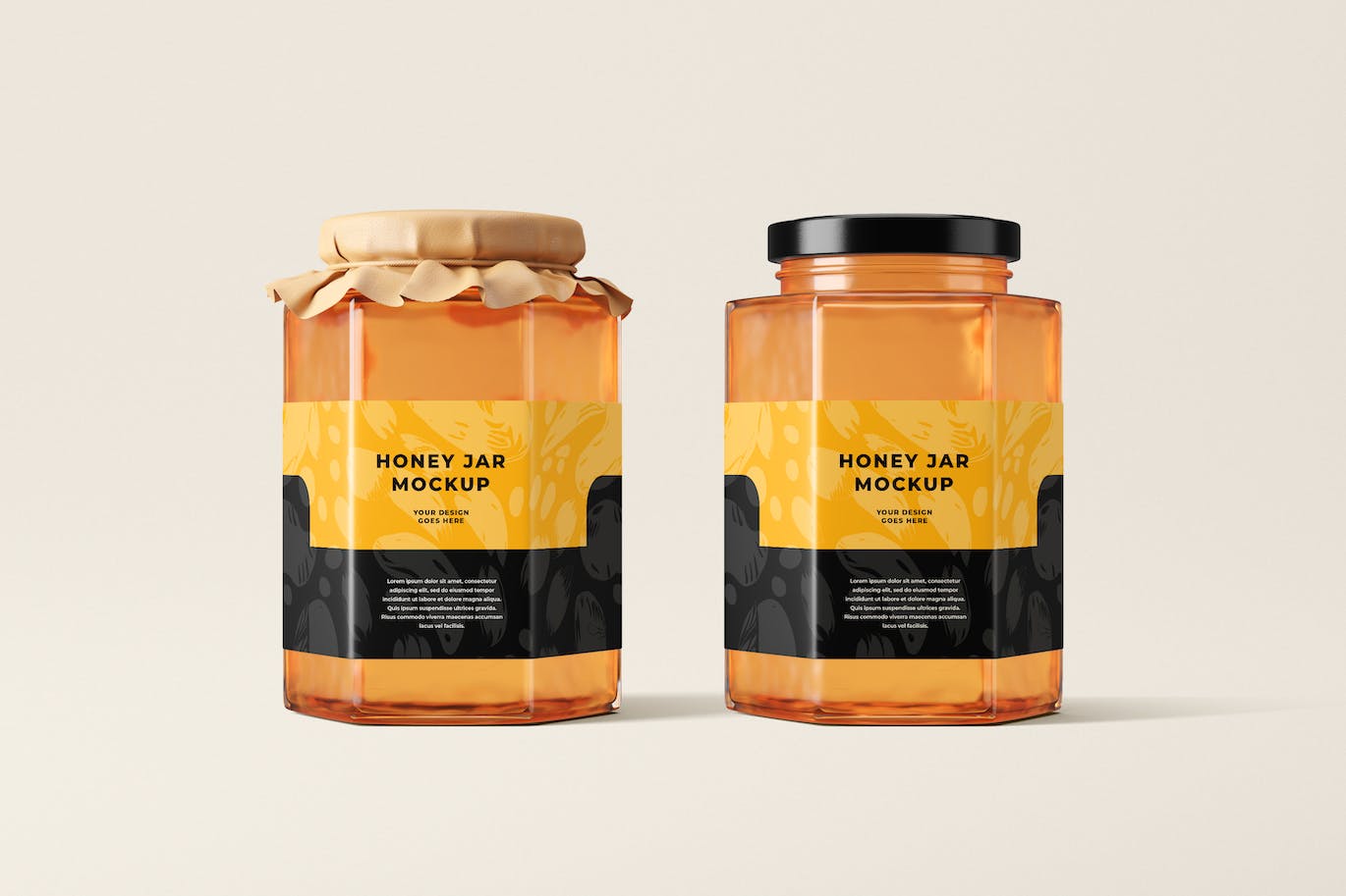 蜂蜜罐包装标签设计样机 (PSD)