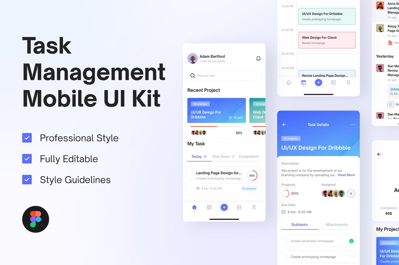 任务管理移动应用 APP UI KIT (FIG)