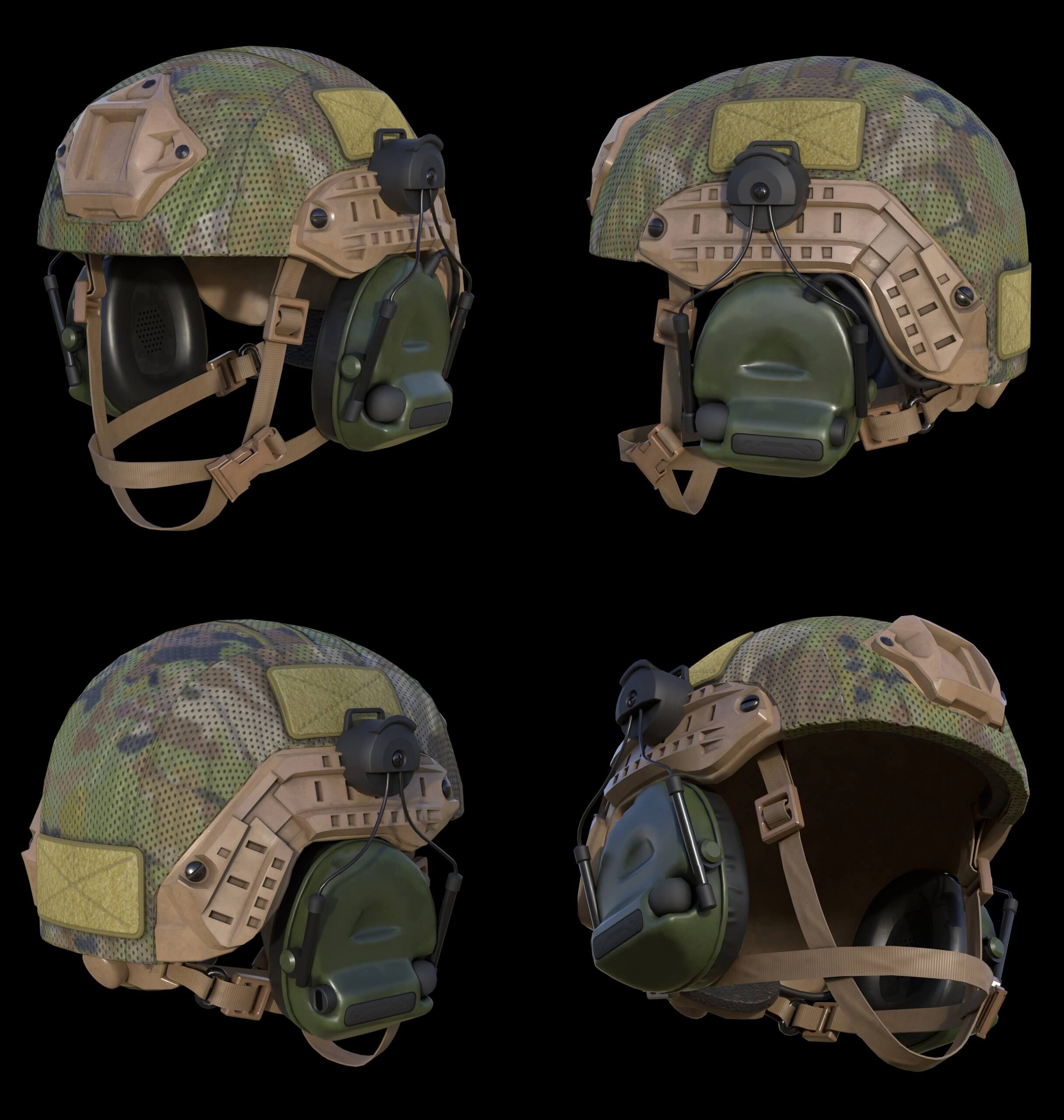 带耳机的高级战斗头盔3D模型（OBJ,FBX,MAX）