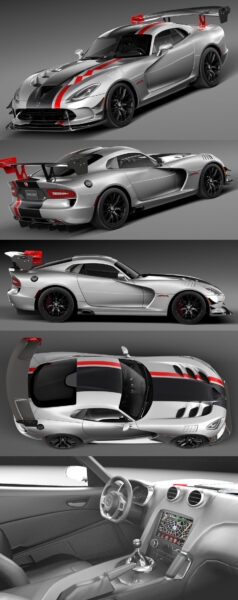 2016道奇蝰蛇Dodge Viper ACR赛车3D模型（OBJ,FBX,MAX,C4D,LWO）