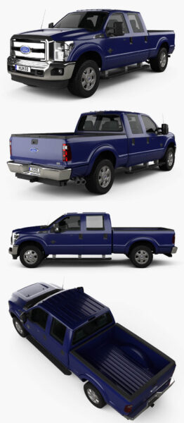 2011款Ford福特Super Duty CrewCab皮卡车3D模型（OBJ,FBX,MAX,C4D,LWO）