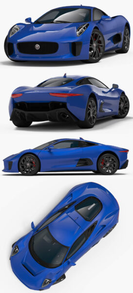 2014款捷豹Jaguar C-X75跑车3D模型（OBJ,FBX,MAX,C4D,LWO）