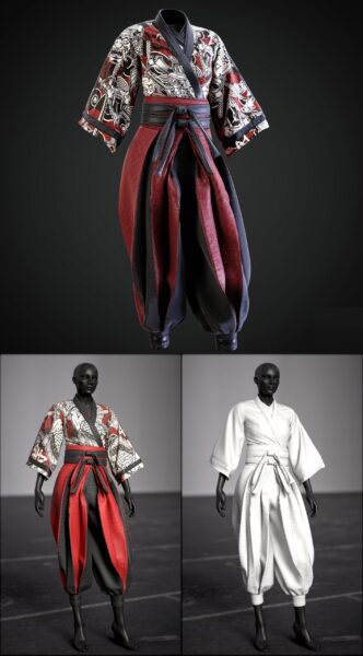 Kimono Haori日本和服3D模型（OBJ,FBX,MAX）