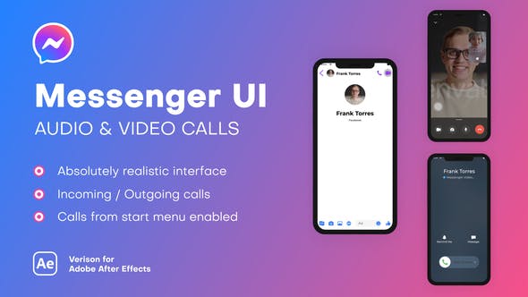 Messenger UI – 音频和视频通话视频模板 (aep)
