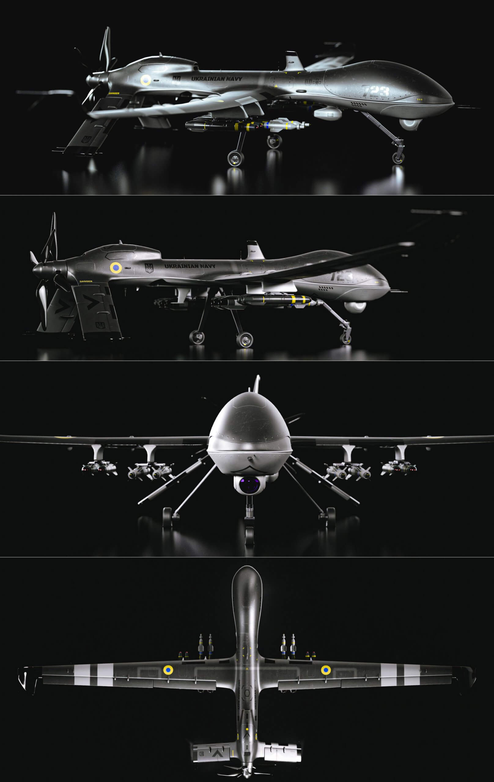 The General Atomics MQ-1 UAF SEAGULL捕食者无人机3D模型（OBJ,FBX,MAX）