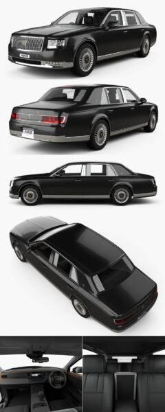 带高清内饰的2018款Toyota丰田Century汽车3D模型（OBJ,FBX,MAX,C4D,LWO）