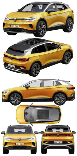 2021款Volkswagen大众ID4 SUV汽车3D模型（FBX,MAX）