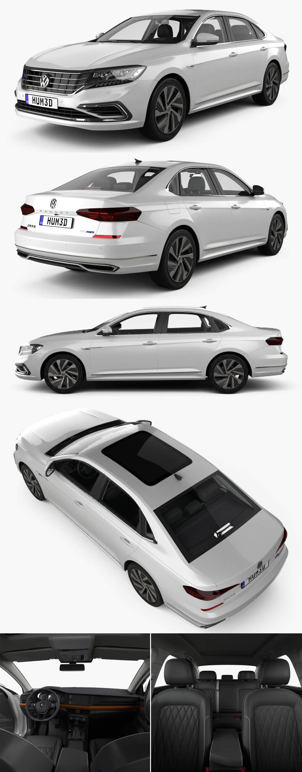 带高清内饰的2019款Volkswagen Passat大众帕萨特PHEV汽车3D模型（OBJ,FBX,MAX）