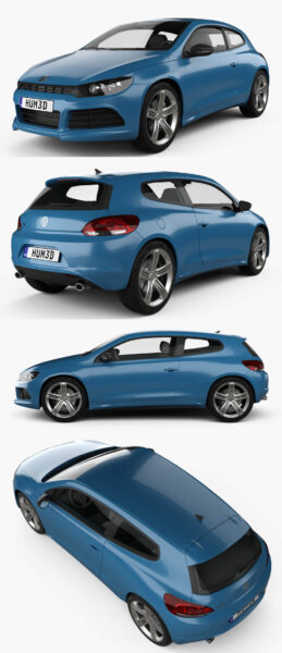 2010款Volkswagen大众Scirocco R汽车3D模型（OBJ,FBX,MAX）