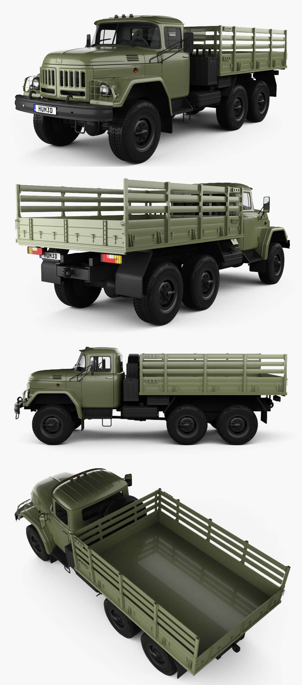 1966款ZIL 131平板卡车3D模型（OBJ,FBX,MAX,C4D,LWO）