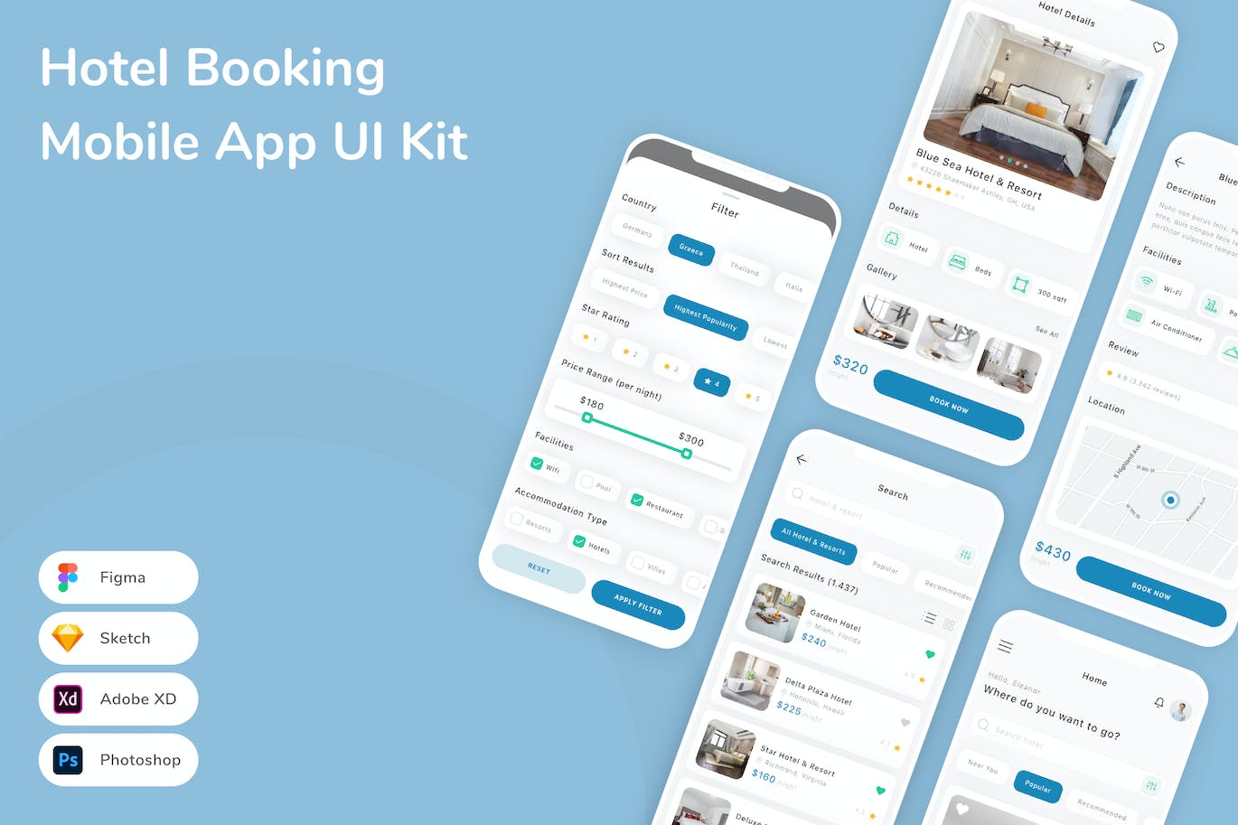酒店预订 App UI Kit