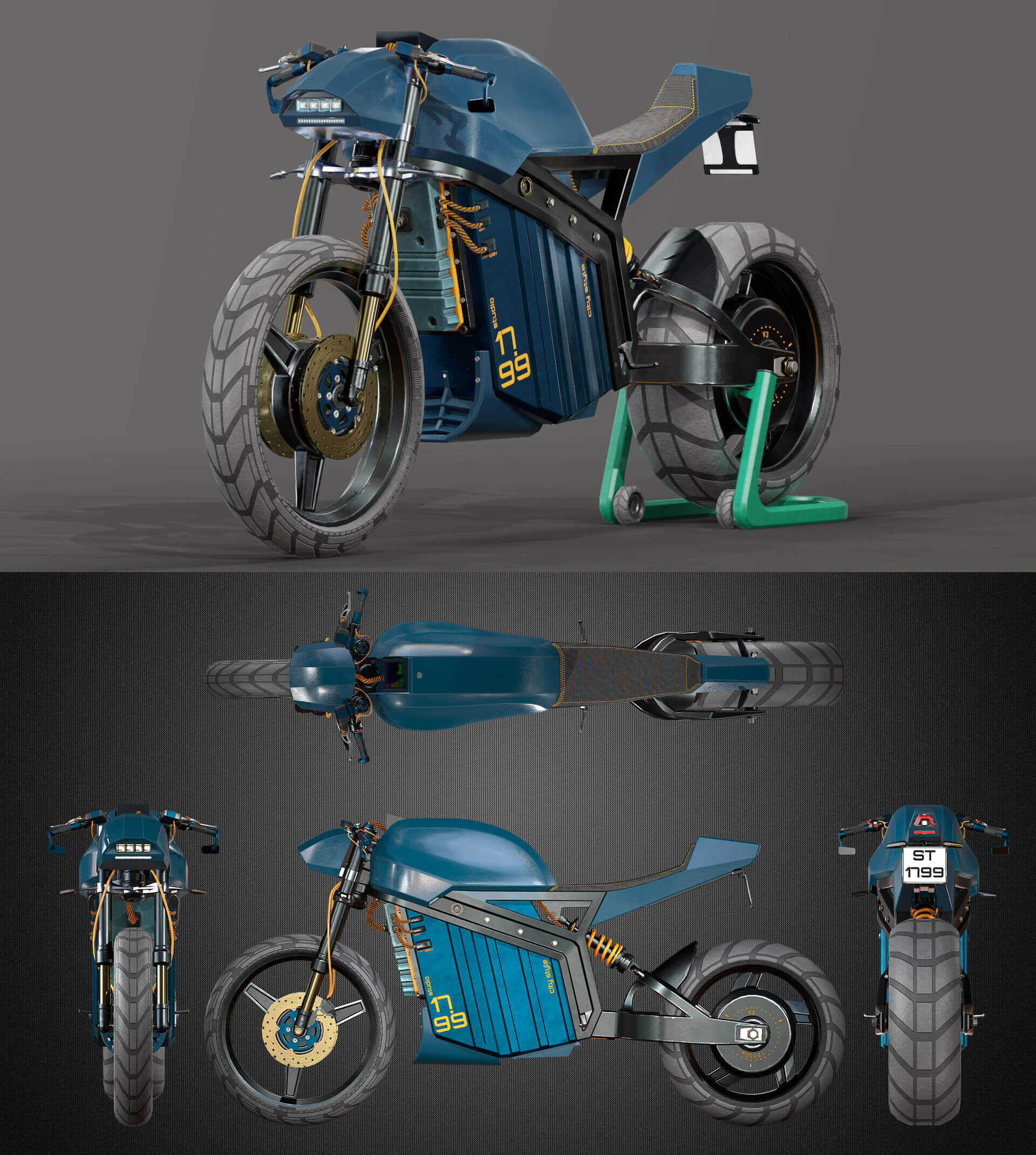电动摩托车3D模型（OBJ,FBX,MAX）