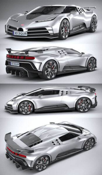 布加迪Bugatti centodieci 2020款跑车low poly 3D模型（OBJ,FBX,MAX）