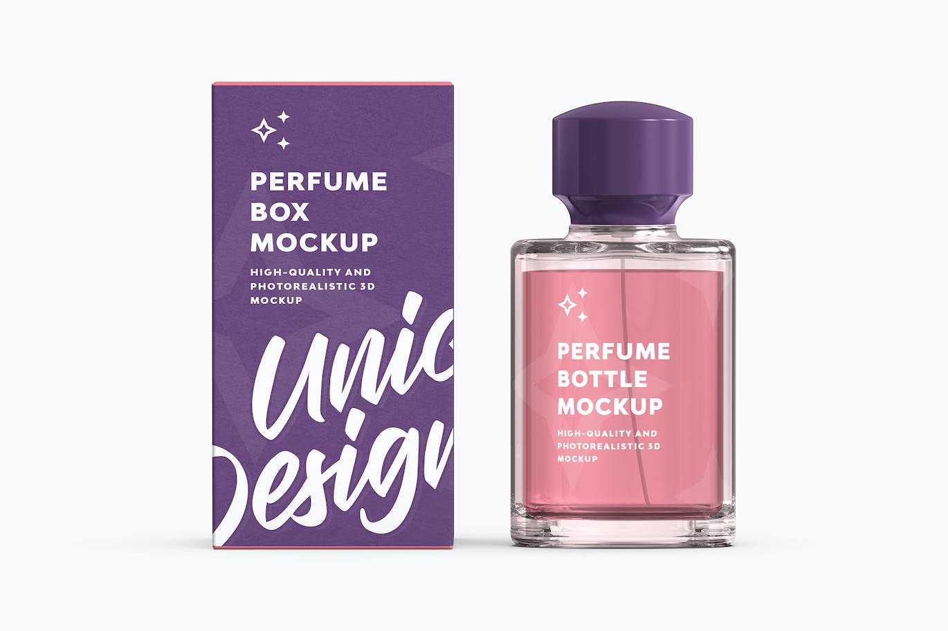 香水瓶和盒子包装预览展示样机 (PSD)