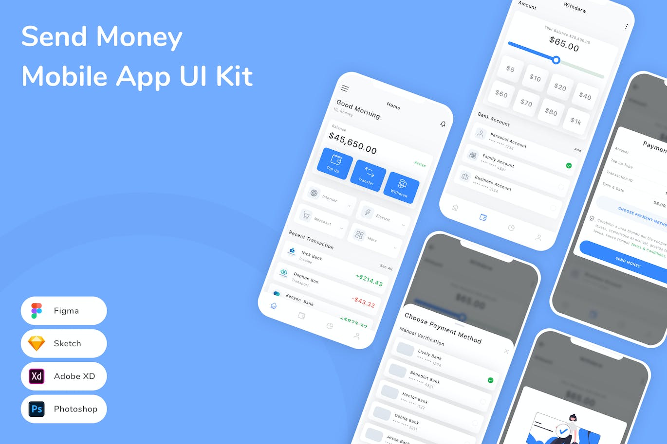 支付工具App UI Kit (FIG,PSD,SKETCH,XD)