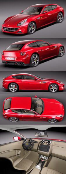 带内饰的2012款法拉利Ferrari FF跑车3D模型（OBJ,FBX,MAX,C4D,LWO）