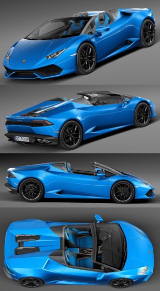 2017款兰博基尼Lamborghini Huracan LP610-4 Spyder敞篷汽车3D模型（OBJ,FBX,MAX,C4D,LWO）