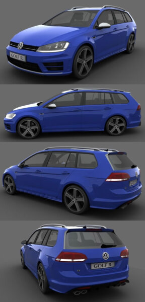 大众高尔夫Volkswagen Golf R Variant 2015款汽车3D模型（OBJ,MAX）