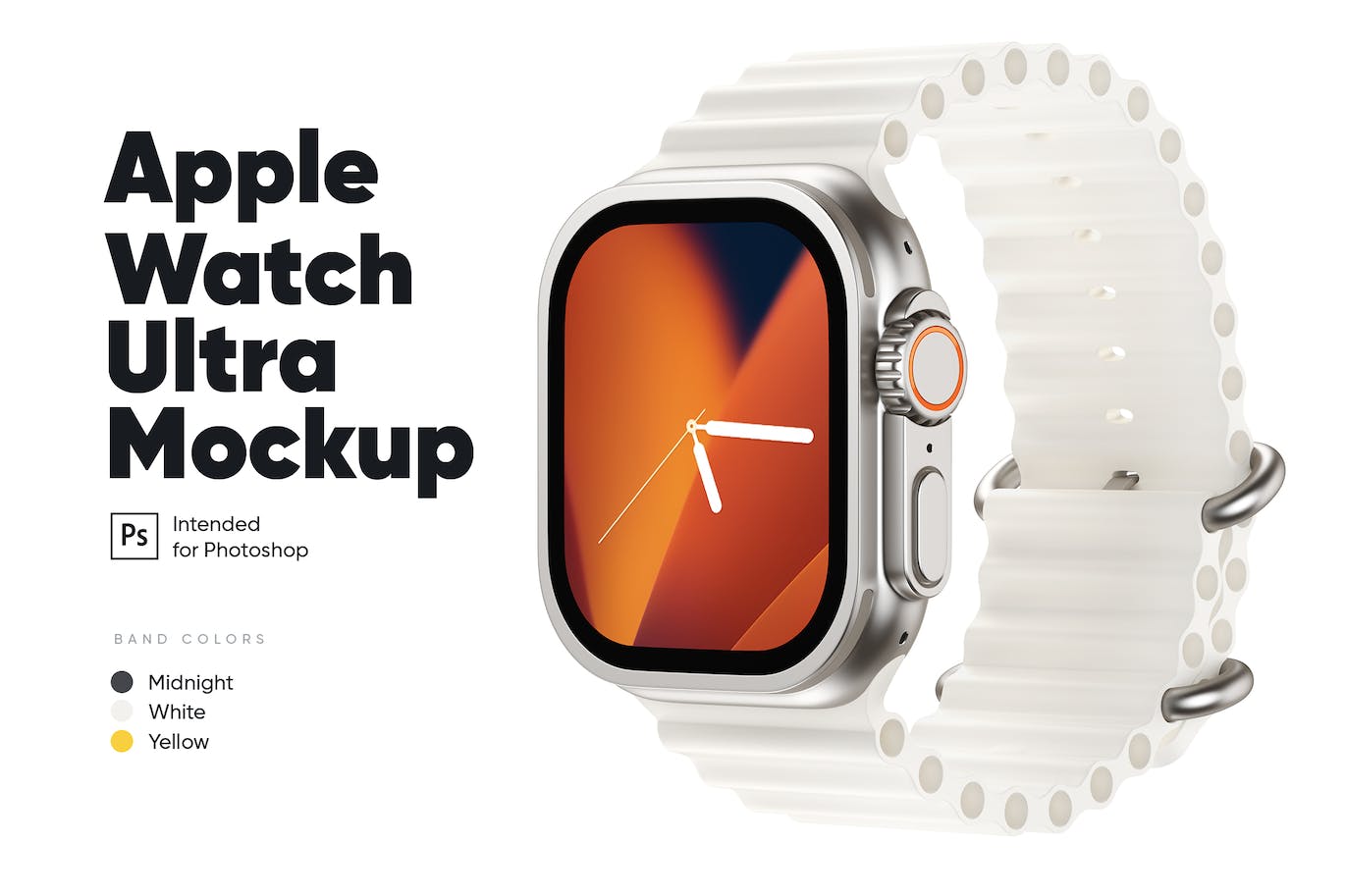 2022新款Apple Watch Ultra苹果手表样机 (PSD)
