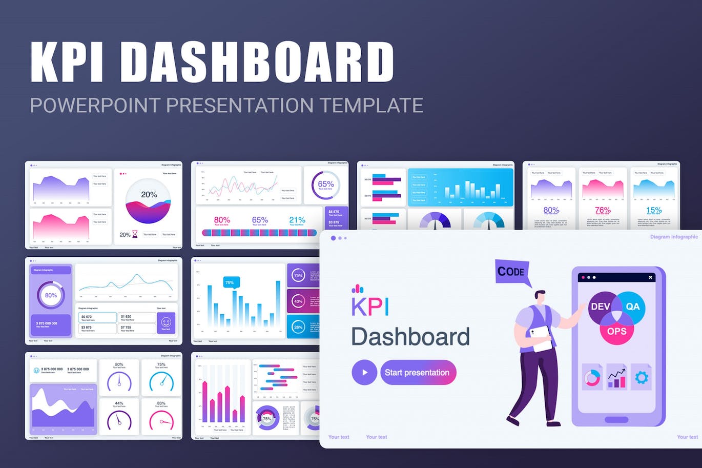 KPI仪表板信息图表ppt模板 (PPT,PPTX,PDF)